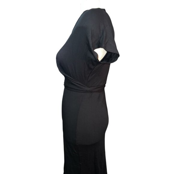 Universal Standard V Neck Tie Waist Soft Casual Dress Sz 4XS (XS 00-0) Black Sho - Picture 11 of 16